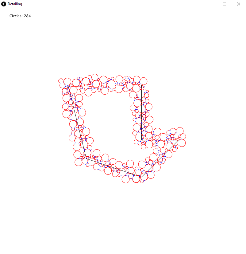 A curve wraps around a series of circles packing a polyline.