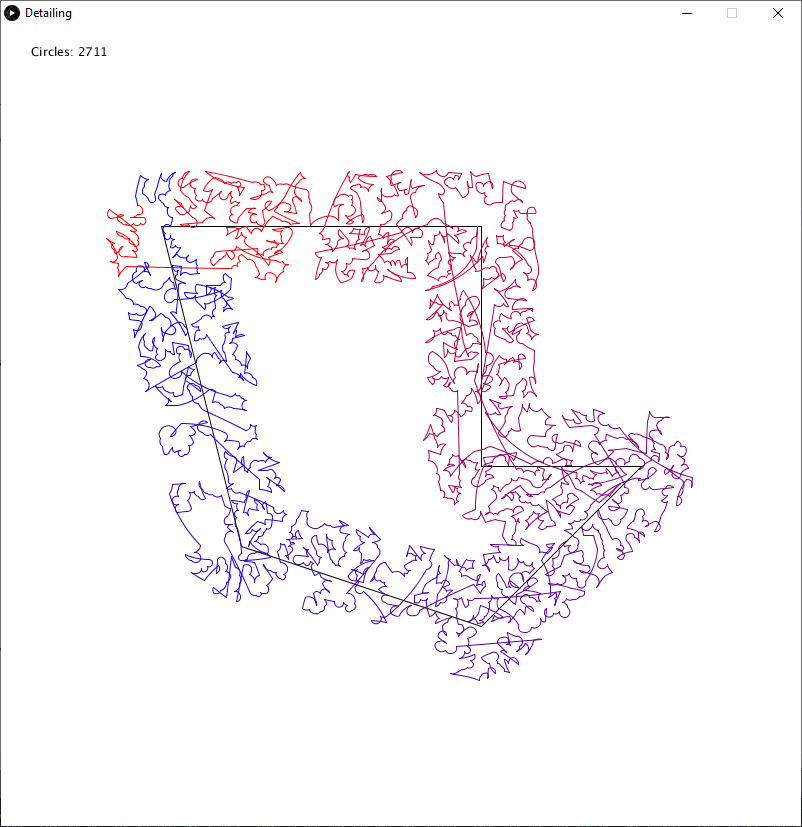 Chunks are missing from a curve approximating a polyline, but in a different way.