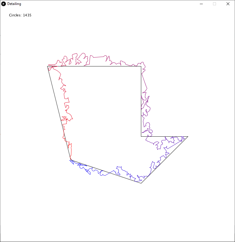 A jagged polyline approximates another polyline.