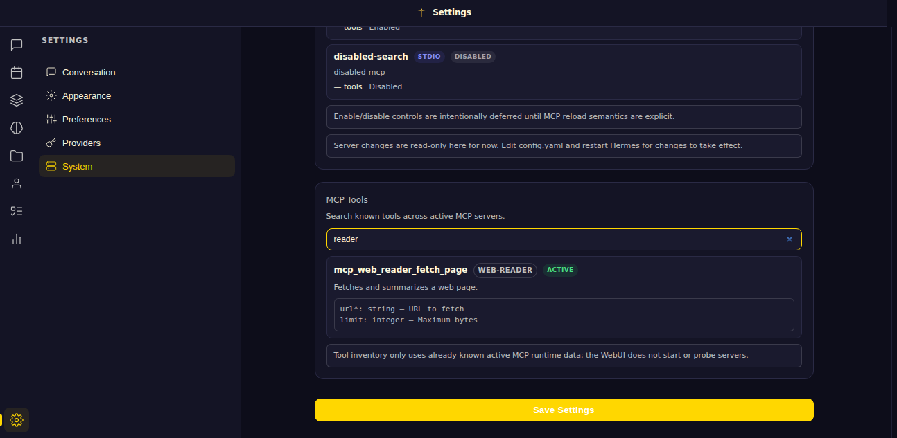 MCP Tools search filter