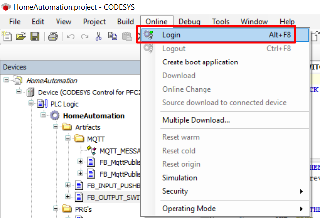 select online and then login