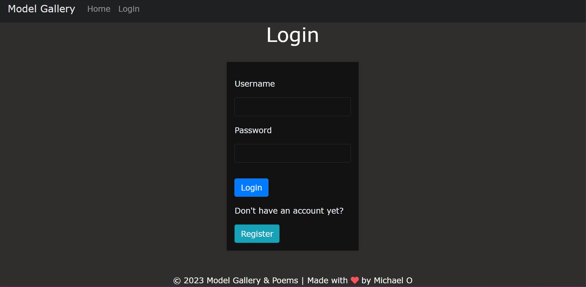 Login page