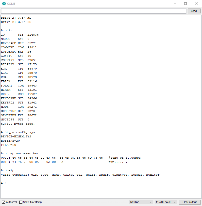 ArduDOS session