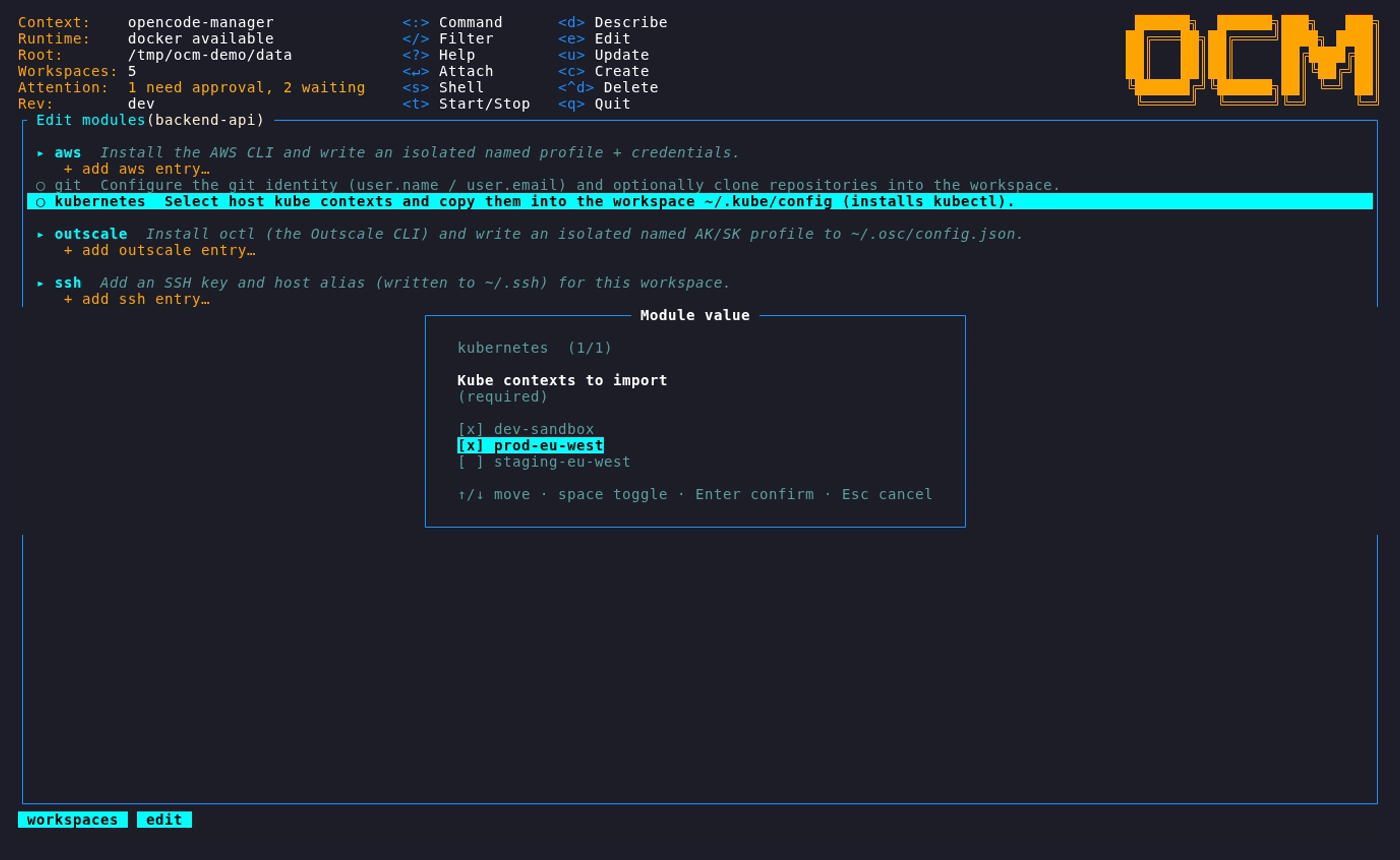 Adding Kubernetes contexts to a workspace