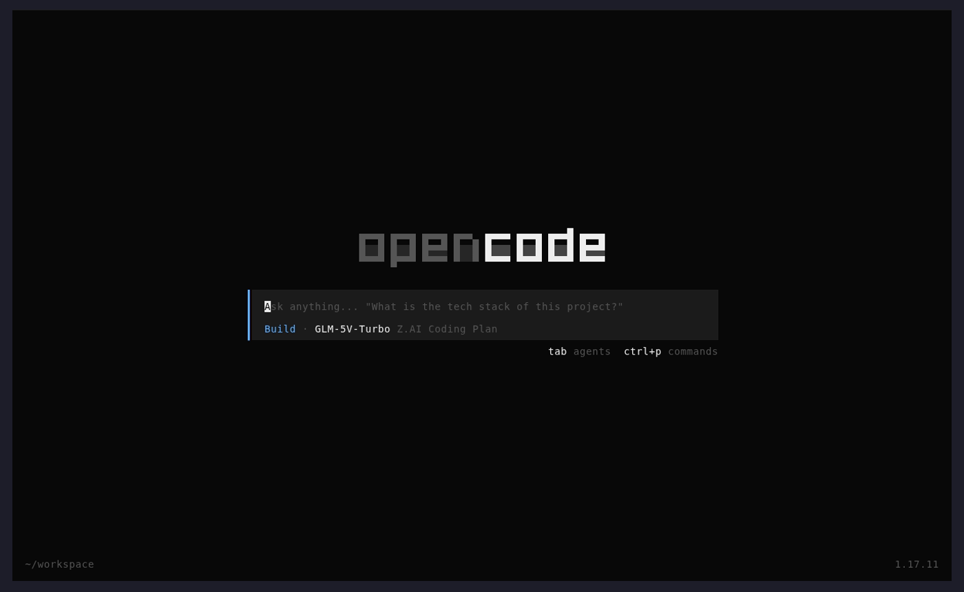 OpenCode TUI inside a workspace