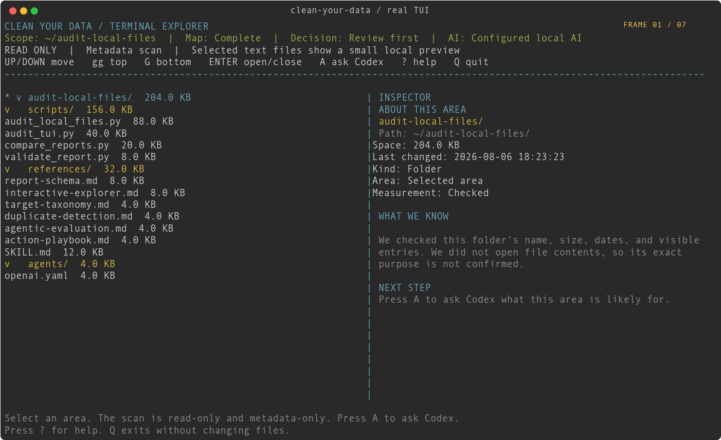 Real terminal demo of Clean Your Data