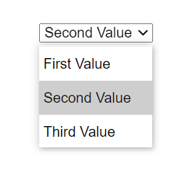 A select control displaying an open listbox with 3 options