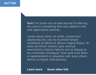 An explanatory popup with links pointing to a button