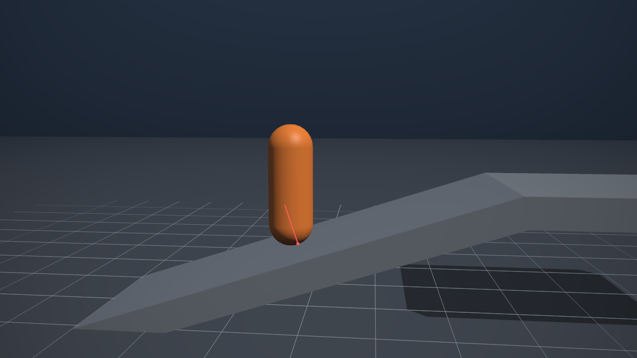 A kinematic character climbing a ramp