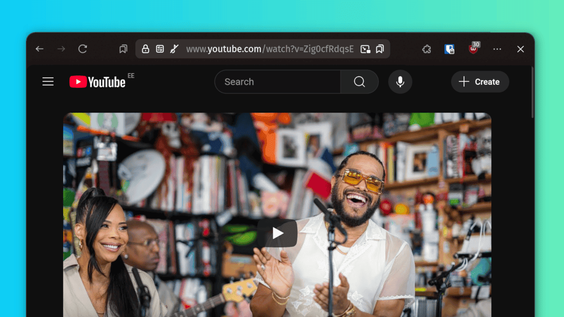 Screenshot of modified topbar