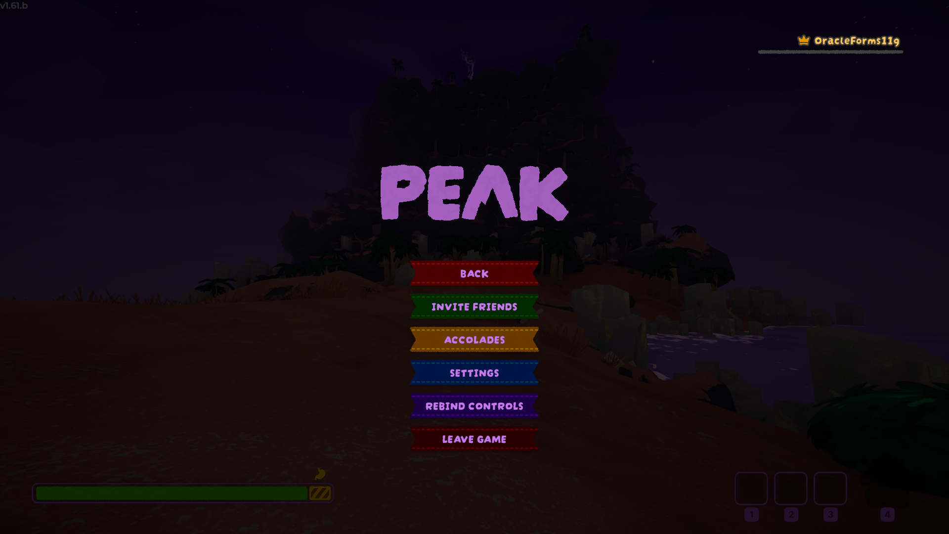 Night time pause menu