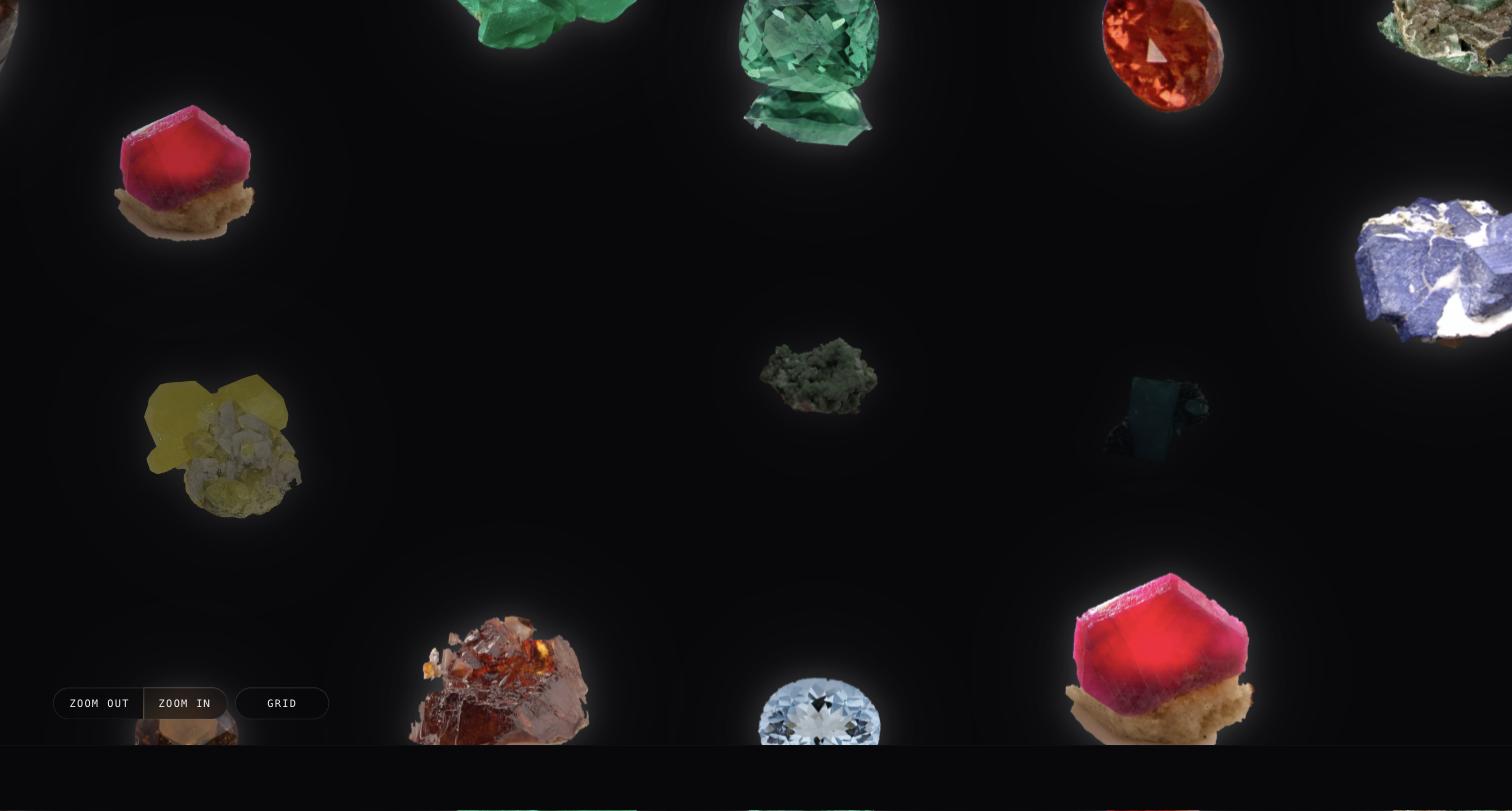 The demo — mineral cut-outs on the plane, void theme