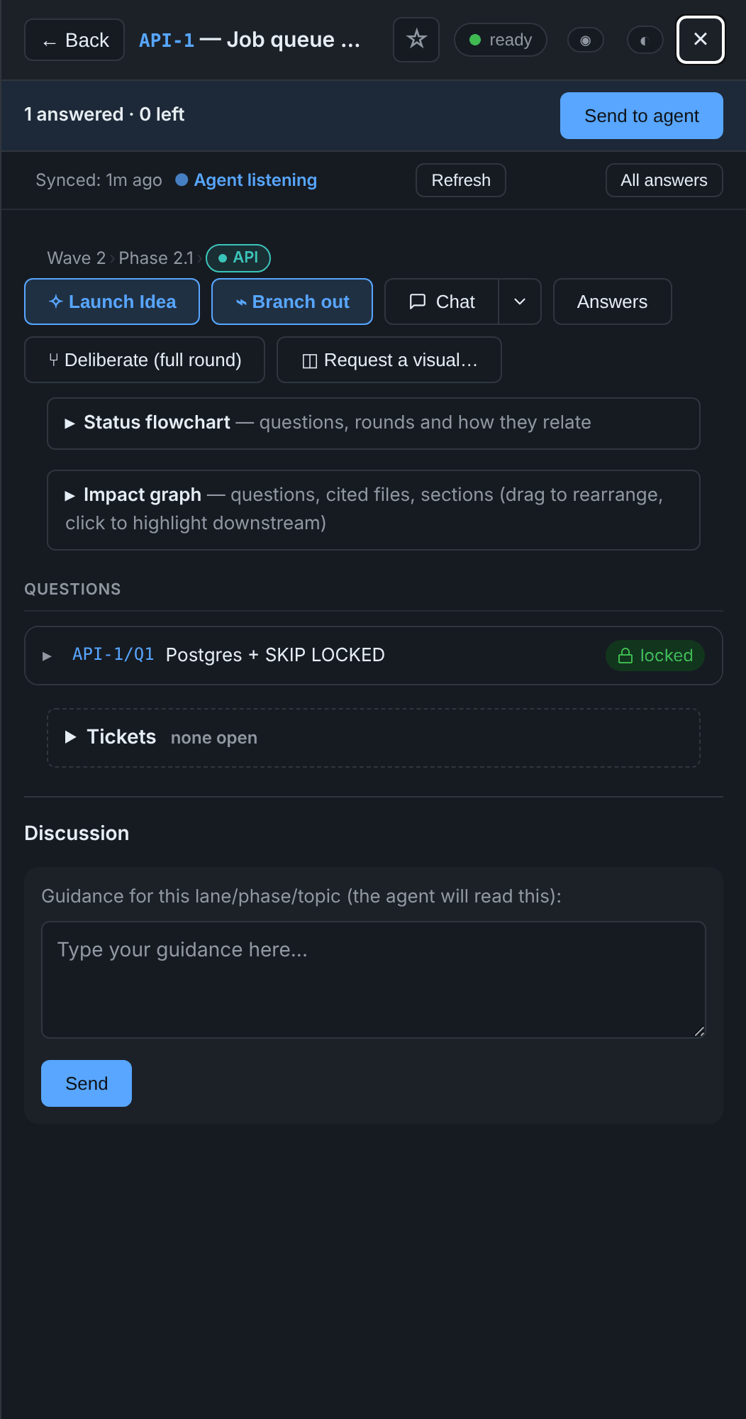 An item whose locked question has rolled up to a single line