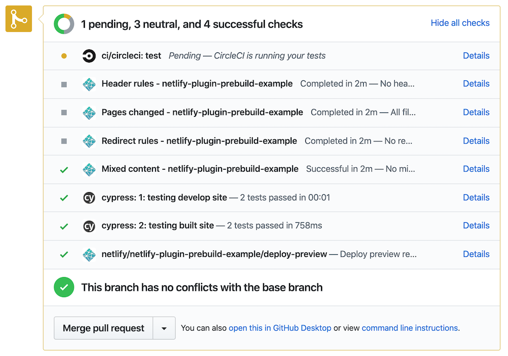 Netlify to Cypress Dashboard to GH Integration checks