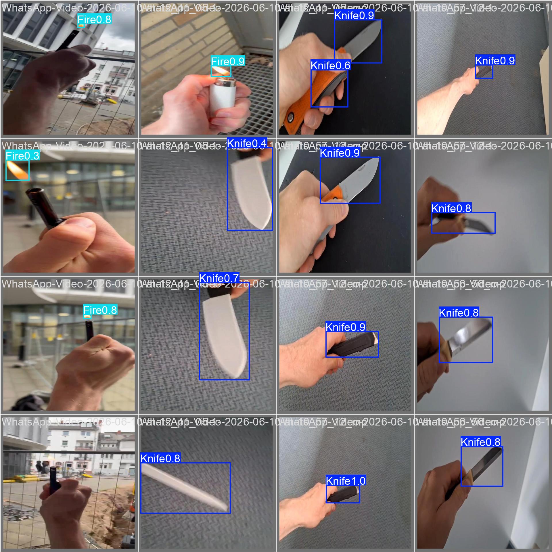 Predictions on our knife images