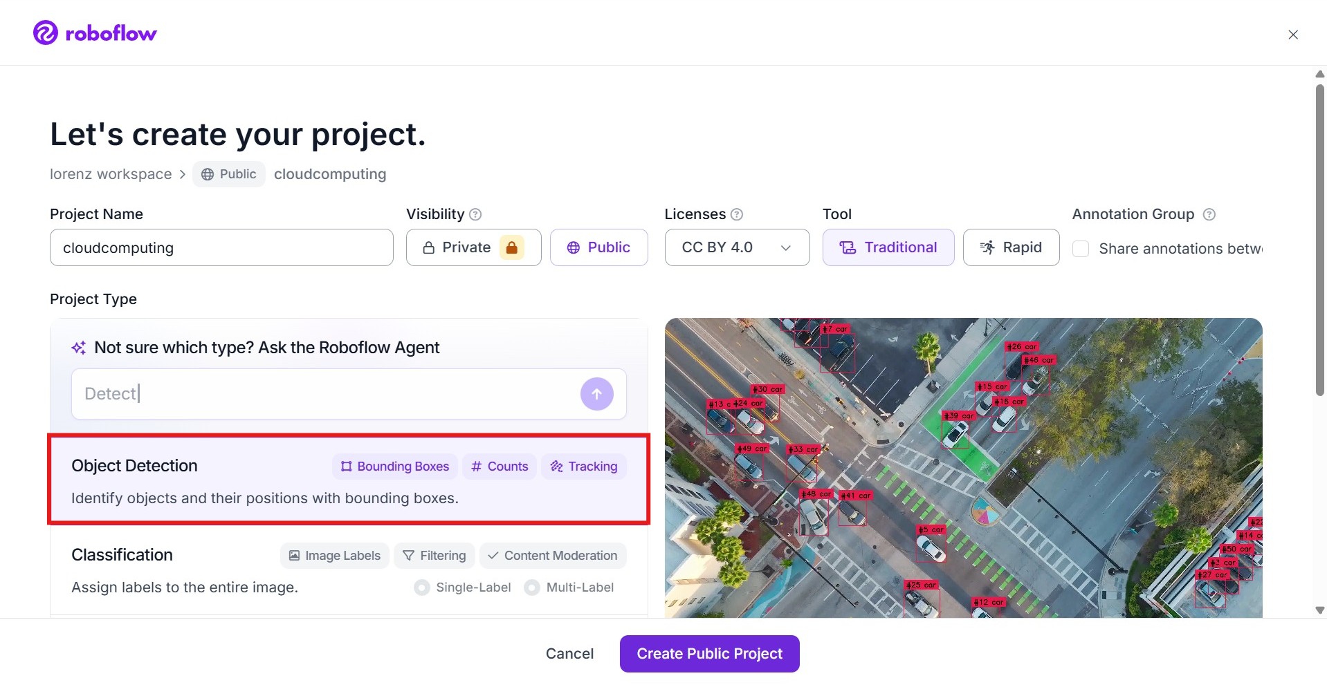 Select type of project
