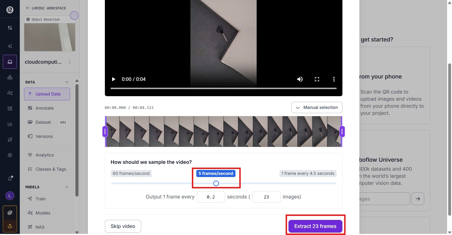 Extract frames from the recorded videos
