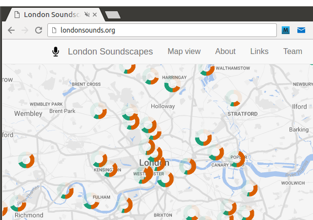 Screenshot of urban sounds website