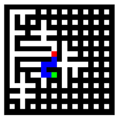 Maze generated via constrained randomized depth first search