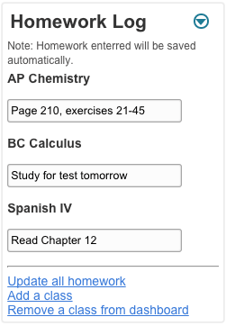 Homework Log Image