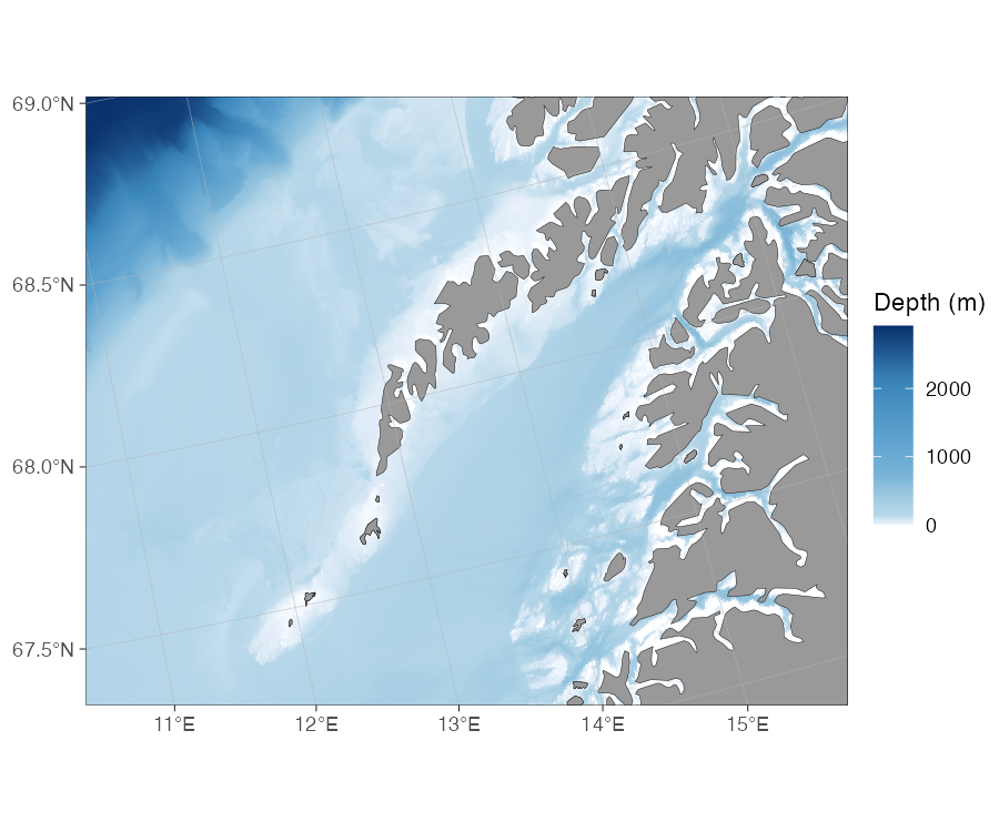 Figure: User-supplied GEBCO raster (rub) off Lofoten.