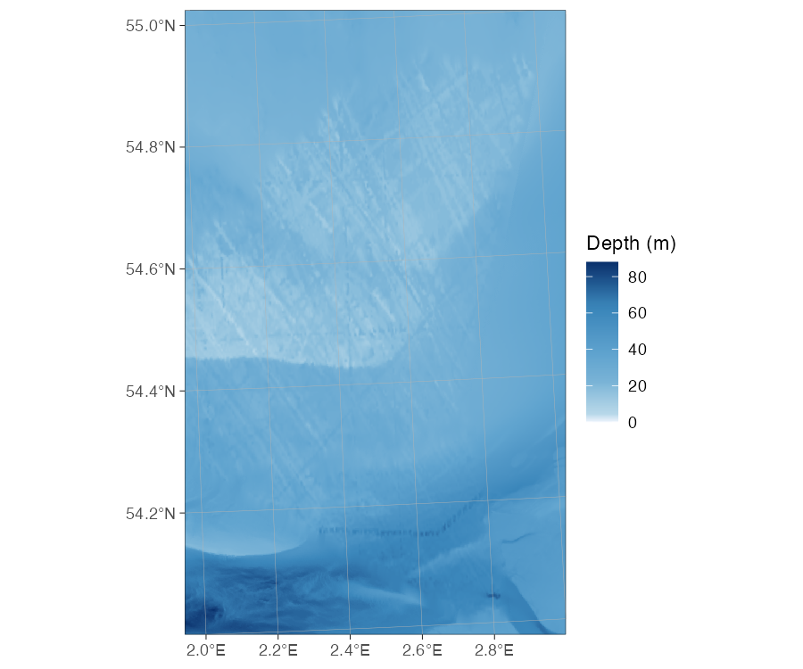 Figure: High-resolution EMODnet bathymetry (wemb) in the North Sea.