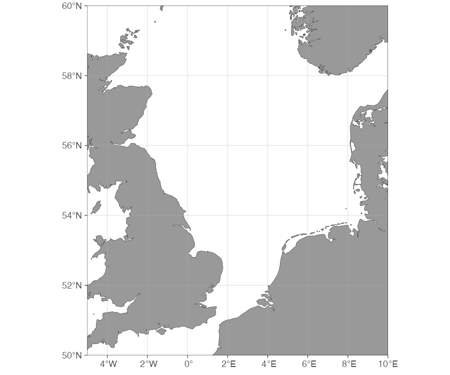 Figure: Land layer clipped to the North Sea.