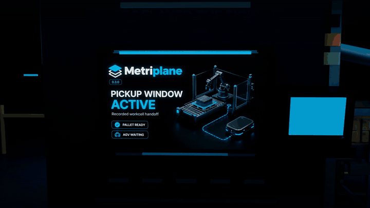 Watch the Metriplane 0.3.0 AGV handoff demo on YouTube