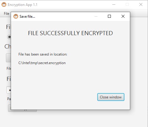 encryption success message