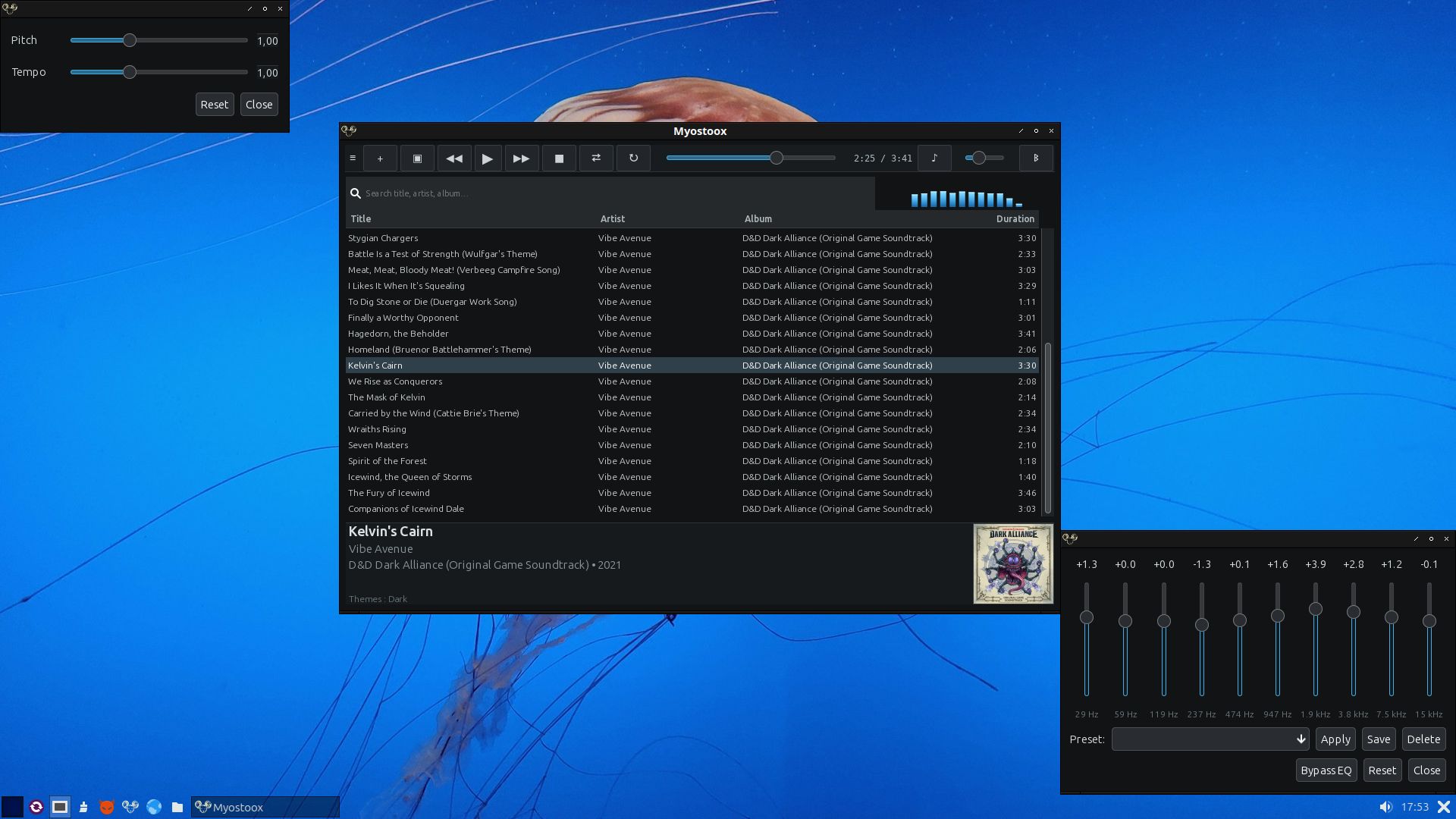 Playlist + EQ + Pitch/tempo