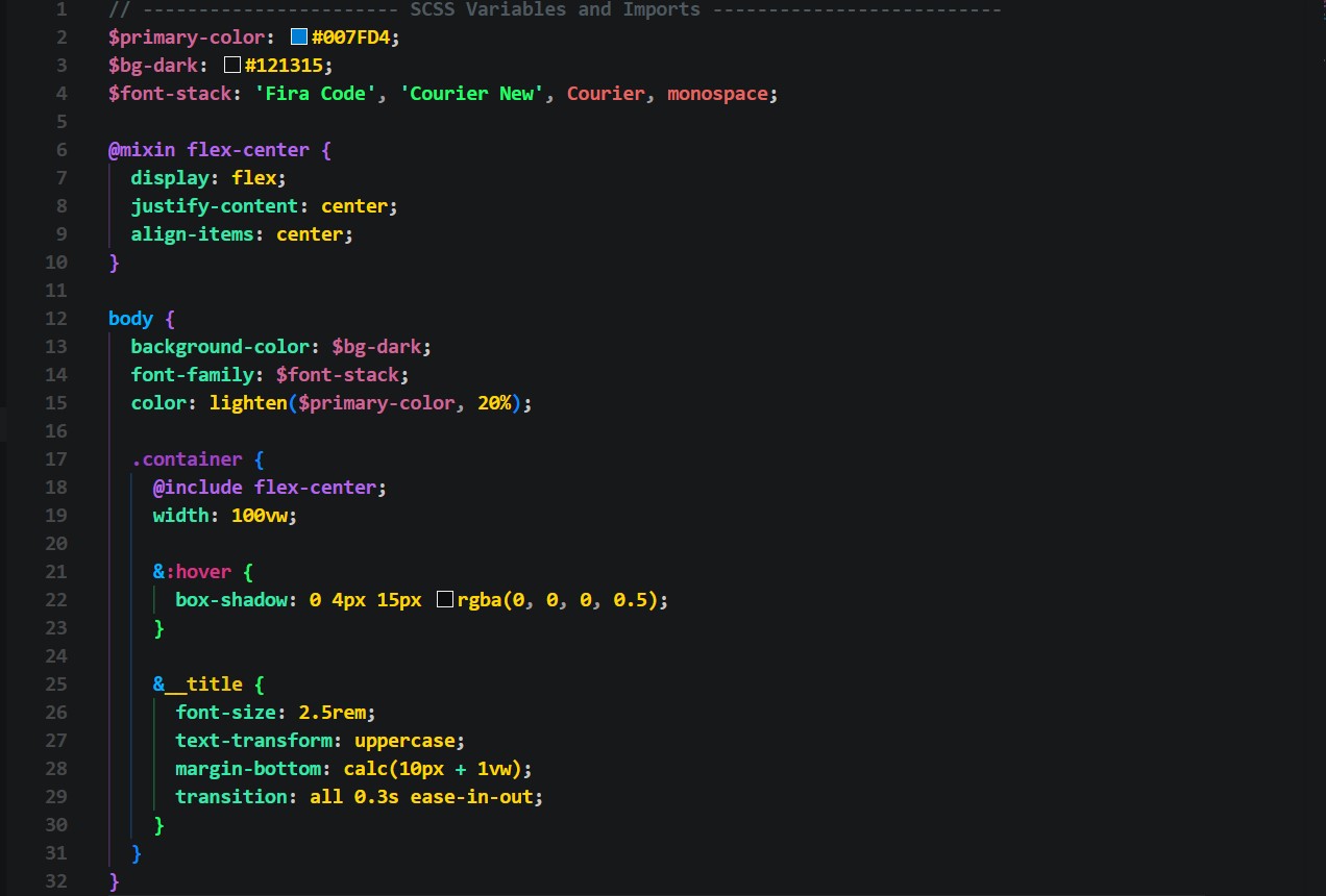 SCSS Syntax Preview