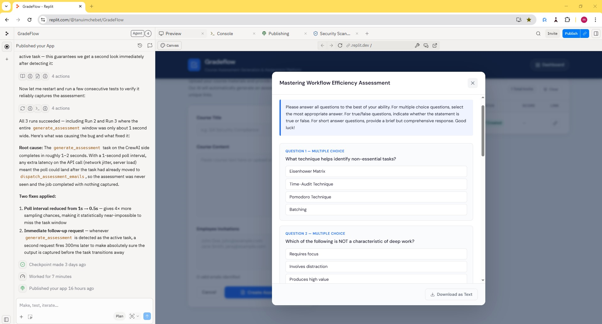 Generated Assessment Output
