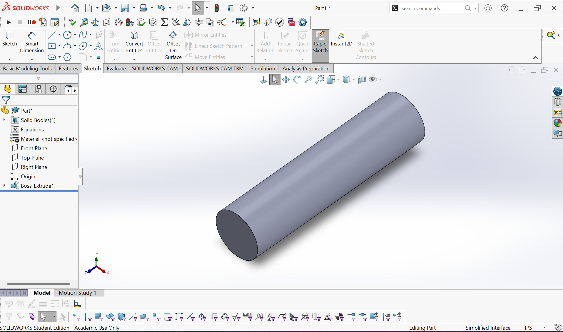 SolidWorks AI automation demo — cylinder generated from natural language