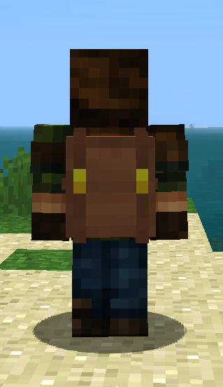 Player wearing a backpack, back