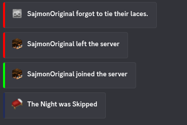 Join, leave, death and night messages on Discord