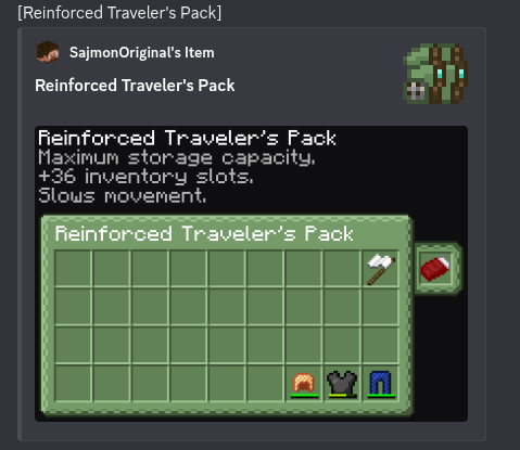 Reinforced Traveler's Pack with its contents