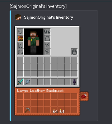 Inventory with a worn backpack on Discord