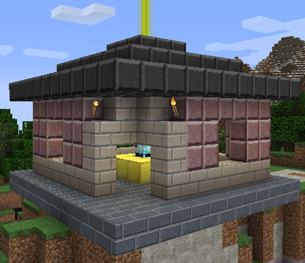 A house and temple made with polished rocks