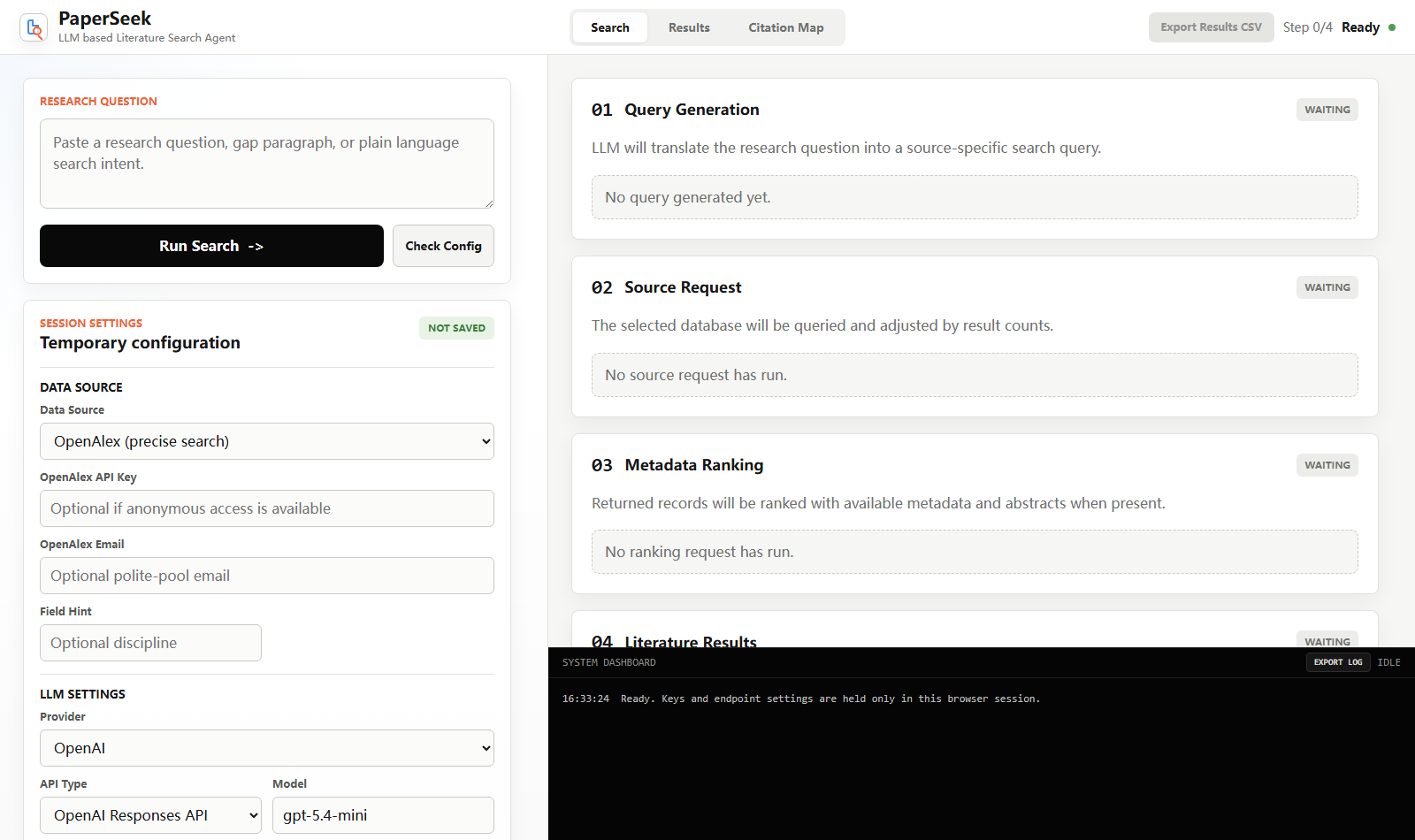 PaperSeek web interface