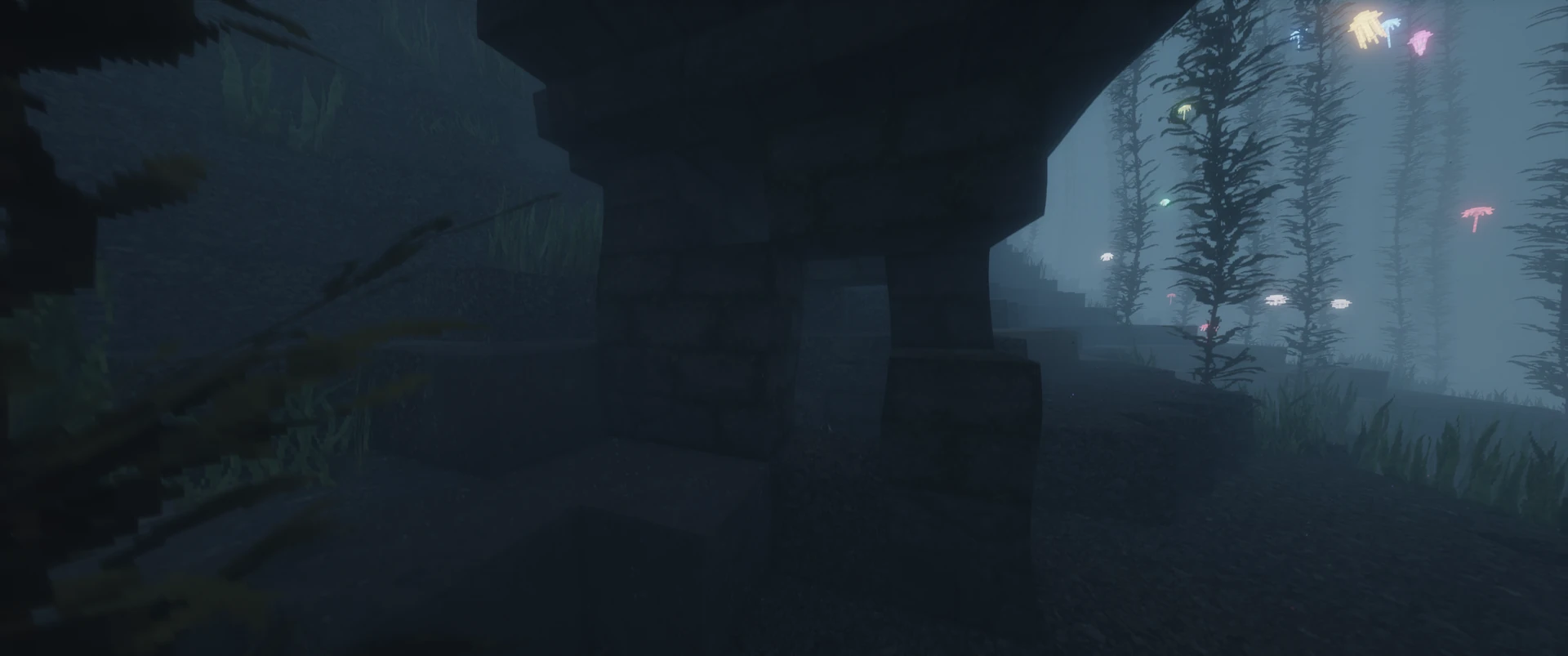 A sunken ruin in the fog