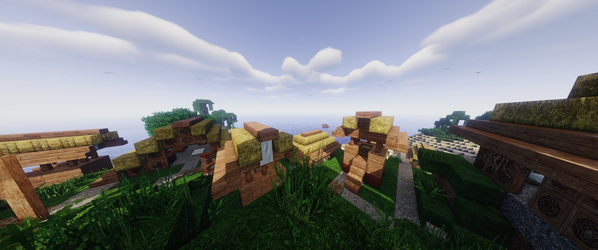 Thatched huts above the sea