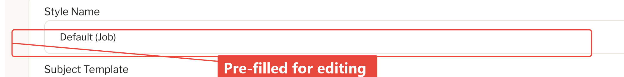 The form pre-filled with the selected Style's values