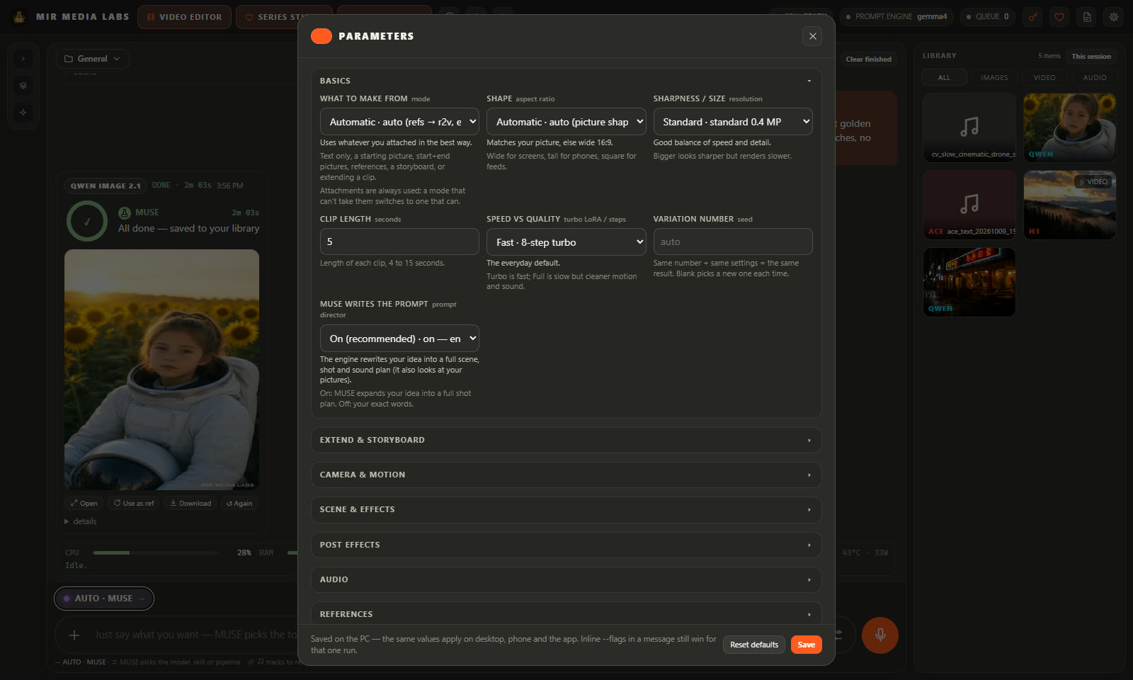 Per-model settings with plain descriptions and preview tiles