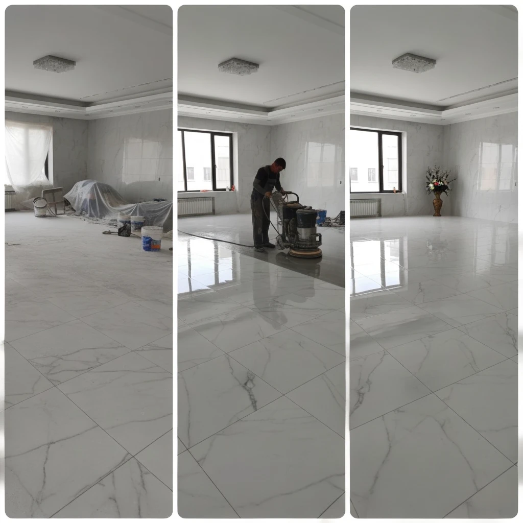 Мраморный пол после полировки