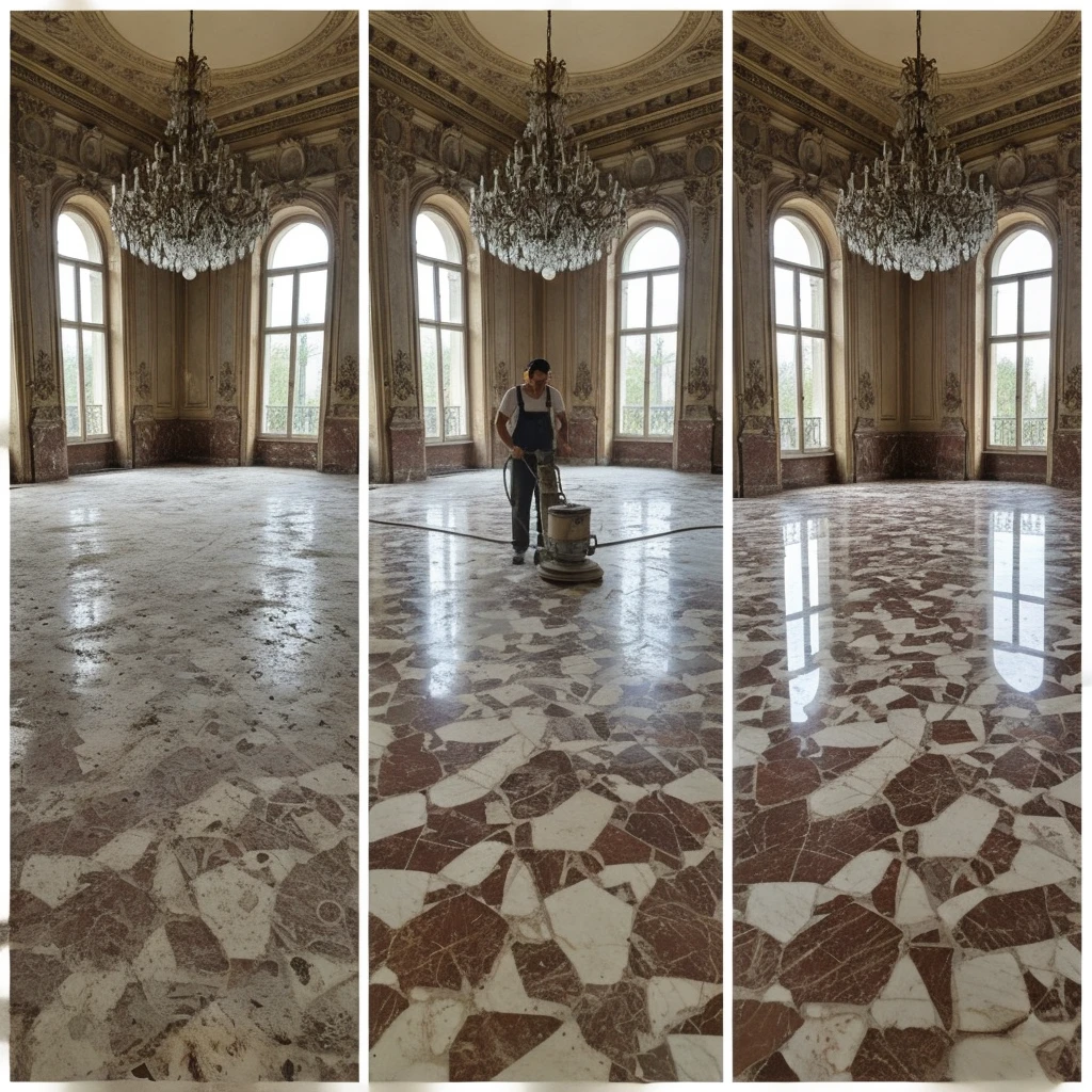 Восстановление полов брекчия до и после