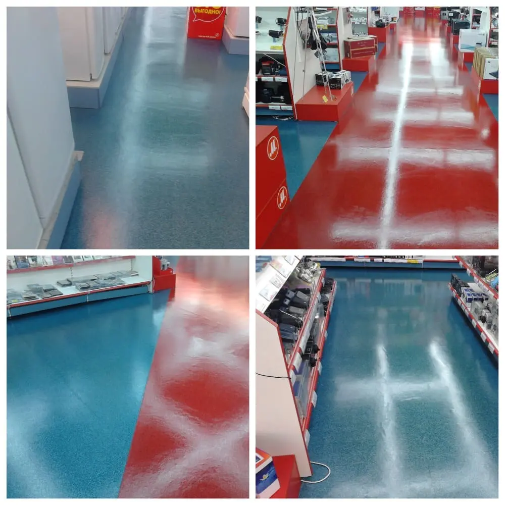 Восстановление линолеума до и после