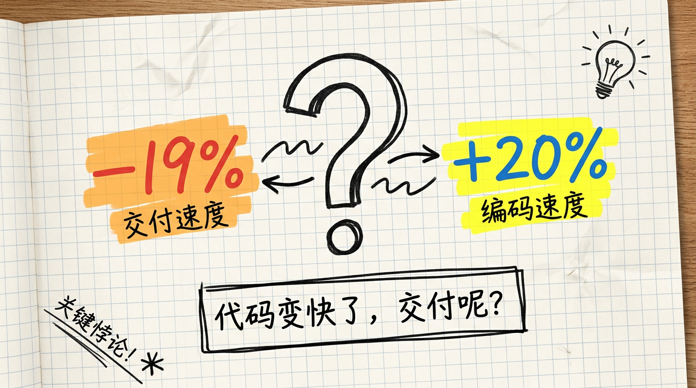 AI 辅助编码效率悖论：交付速度 -19% vs 编码速度感受 +20%