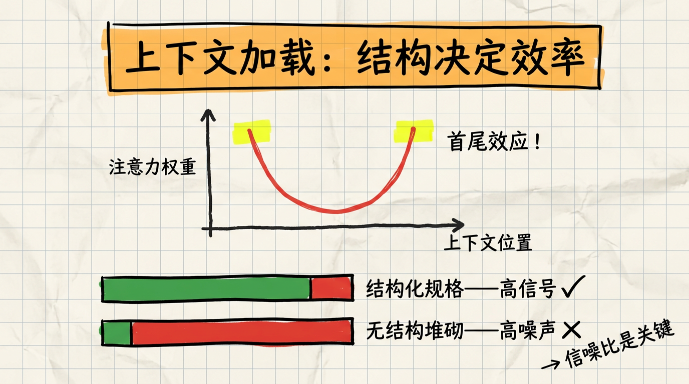 上下文加载：结构决定效率——U 型注意力曲线与信噪比