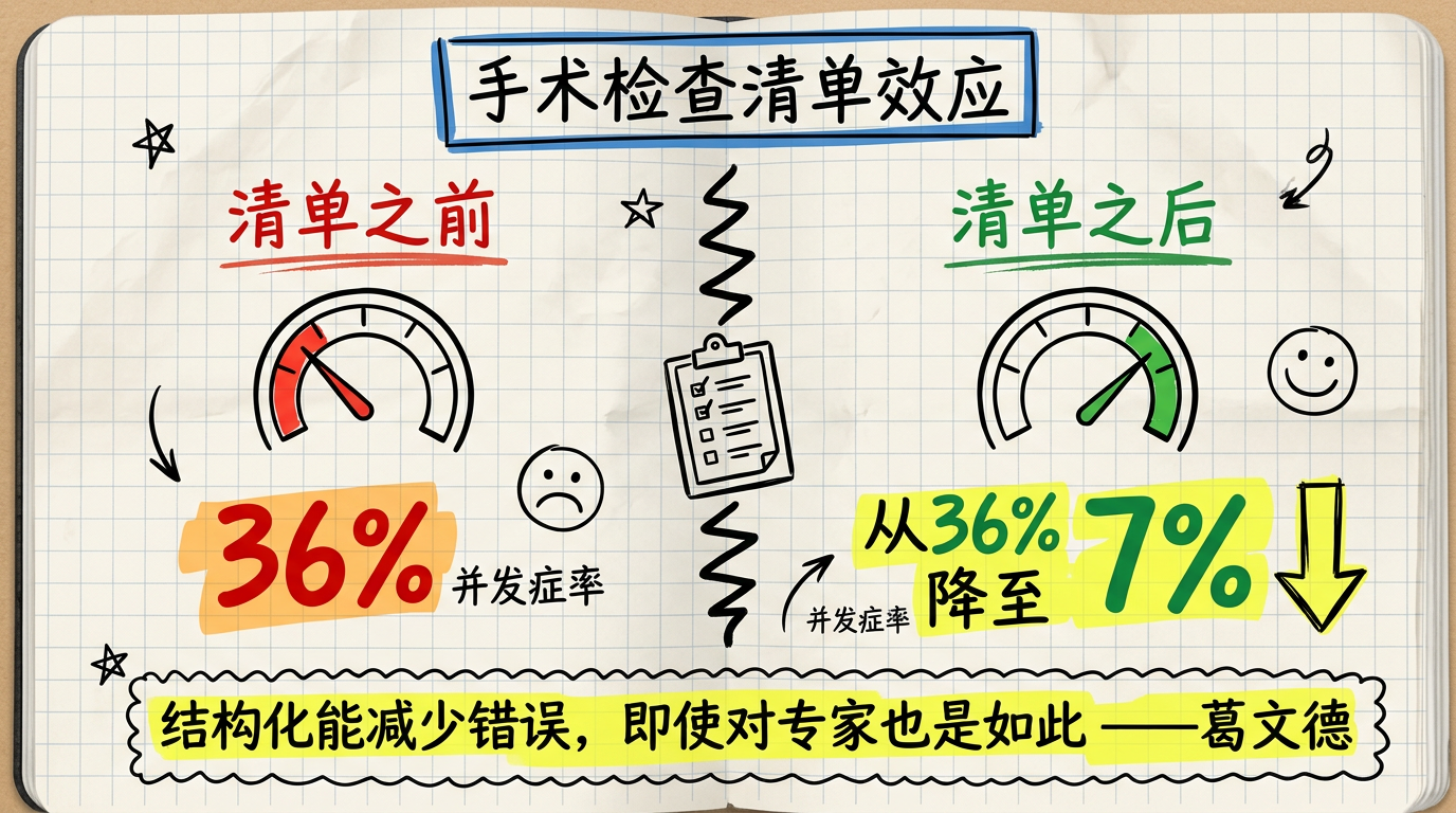 手术安全检查清单效应：并发症从 36% 降至 7%