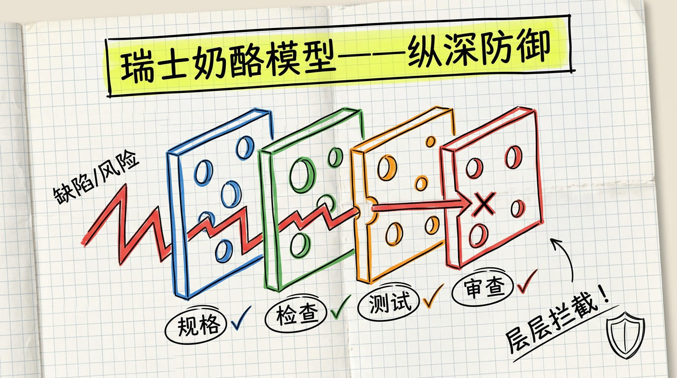 瑞士奶酪模型：规格、检查、测试、审查四层纵深防御